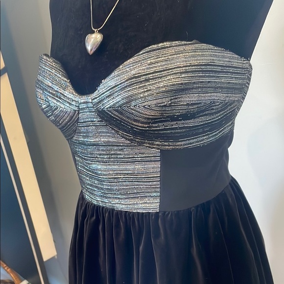 Velvet  Black and Silver Strapless Dress - Picture 2 of 4